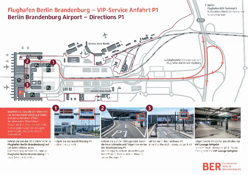 Photos of driving directions of service VIP Lounge in an airport Berlin Brandenburg (BER)