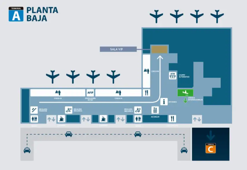 Photos of driving directions of service VIP Lounge in an airport Ministro Pistarini (EZE)