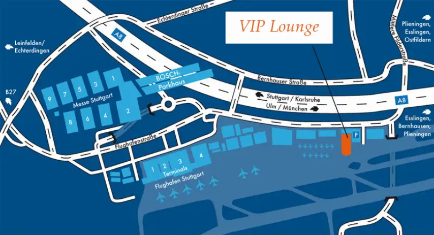 Photos of driving directions of service VIP Lounge in an airport Stuttgart (STR)